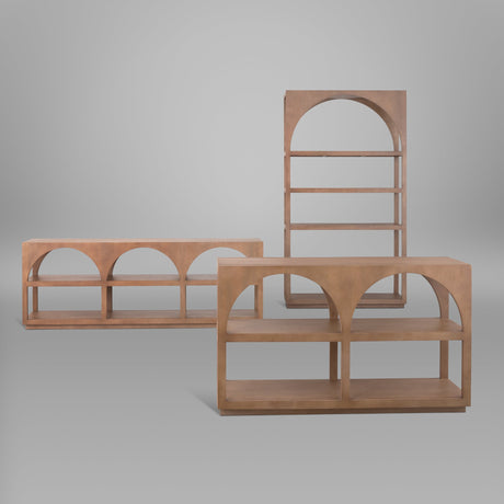 Bela Small Arched Console Table Medium Brown Wood by Mercana at Eve Furniture
