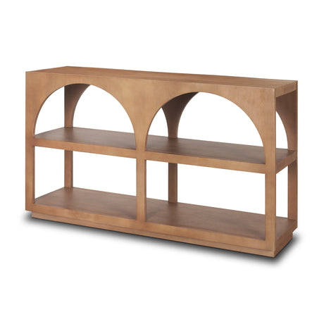 Bela Small Arched Console Table Medium Brown Wood by Mercana at Eve Furniture