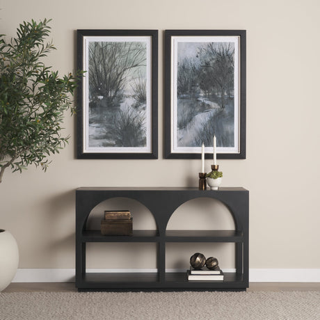 Bela Small Matte Black Arched Console Table by Mercana at Eve Furniture