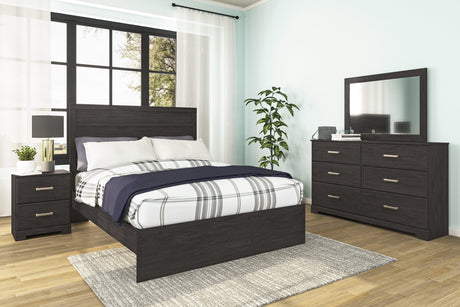 Belachime Black Panel Bedroom Set by Ashley at Eve Furniture