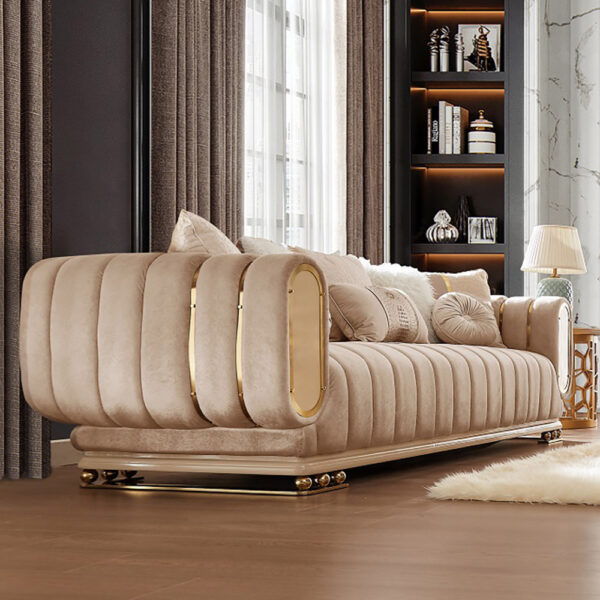 Belandina Beige Fabric Loveseat by Homey Design at Eve Furniture