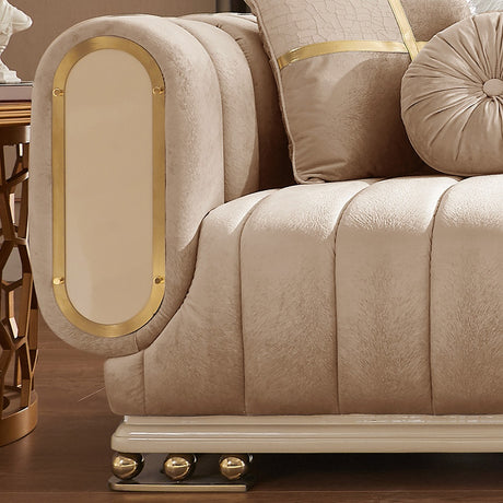 Belandina Beige Fabric Loveseat by Homey Design at Eve Furniture