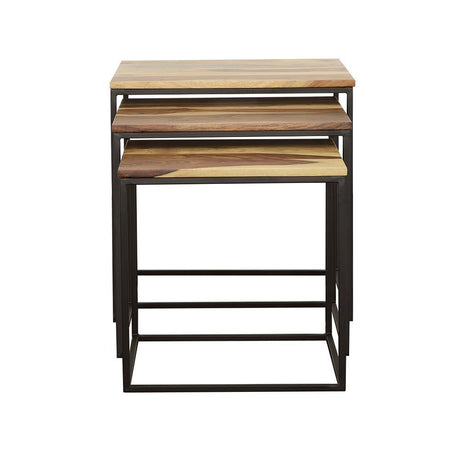 Belcourt Natural and Black 3-Piece Square Nesting Tables by Coaster at Eve Furniture