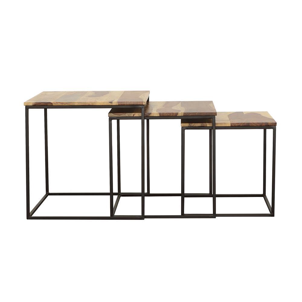 Belcourt Natural and Black 3-Piece Square Nesting Tables by Coaster at Eve Furniture