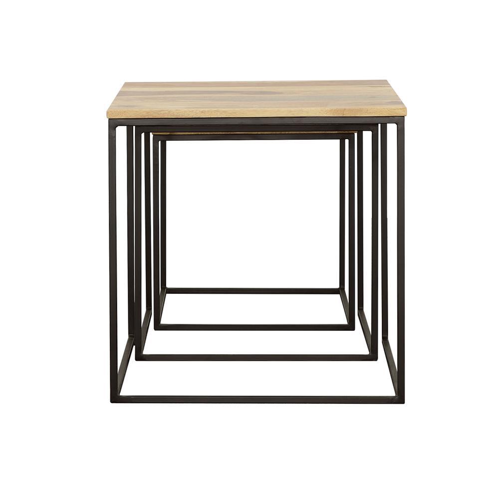 Belcourt Natural and Black 3-Piece Square Nesting Tables by Coaster at Eve Furniture