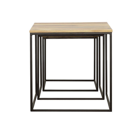 Belcourt Natural and Black 3-Piece Square Nesting Tables by Coaster at Eve Furniture