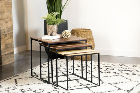 Belcourt Natural and Black 3-Piece Square Nesting Tables by Coaster at Eve Furniture