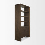 Belford 2-Door Open Dark Brown Oak Wood Shelving Unit by Mercana at Eve Furniture