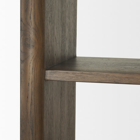 Belford 2-Door Open Dark Brown Oak Wood Shelving Unit by Mercana at Eve Furniture