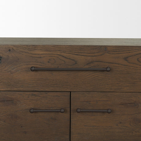 Belford 2-Door Open Dark Brown Oak Wood Shelving Unit by Mercana at Eve Furniture