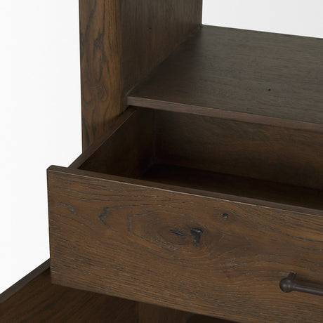 Belford 2-Door Open Dark Brown Oak Wood Shelving Unit by Mercana at Eve Furniture