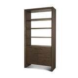 Belford 2-Door Open Dark Brown Oak Wood Shelving Unit by Mercana at Eve Furniture