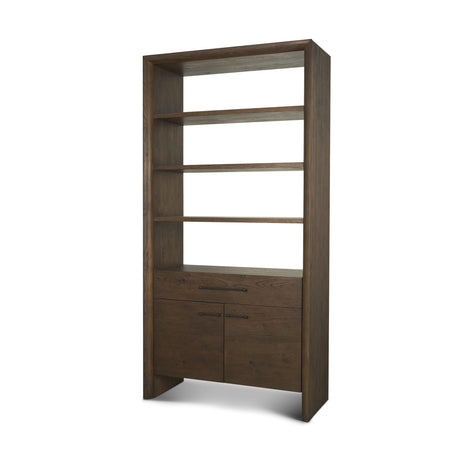 Belford 2-Door Open Dark Brown Oak Wood Shelving Unit by Mercana at Eve Furniture