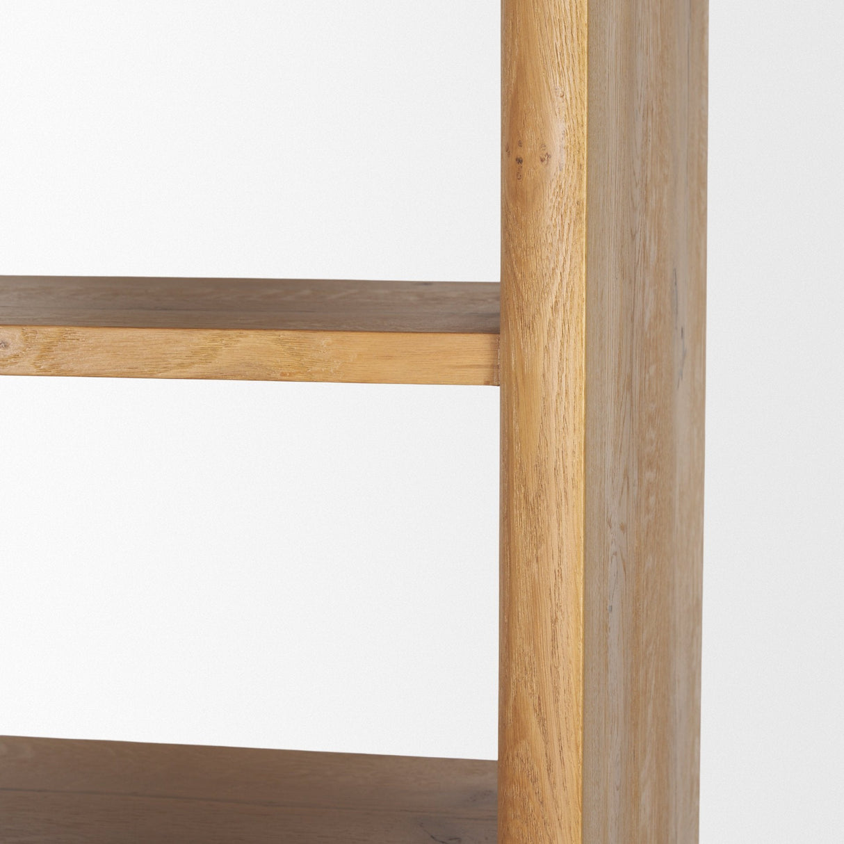 Belford 2-Door Open Light Brown Oak Wood Shelving Unit by Mercana at Eve Furniture