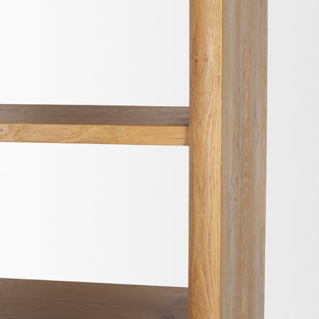Belford 2-Door Open Light Brown Oak Wood Shelving Unit by Mercana at Eve Furniture