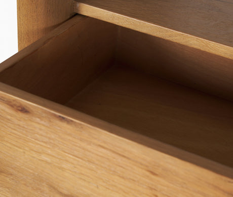 Belford 2-Door Open Light Brown Oak Wood Shelving Unit by Mercana at Eve Furniture