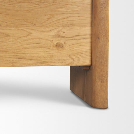Belford 2-Door Open Light Brown Oak Wood Shelving Unit by Mercana at Eve Furniture