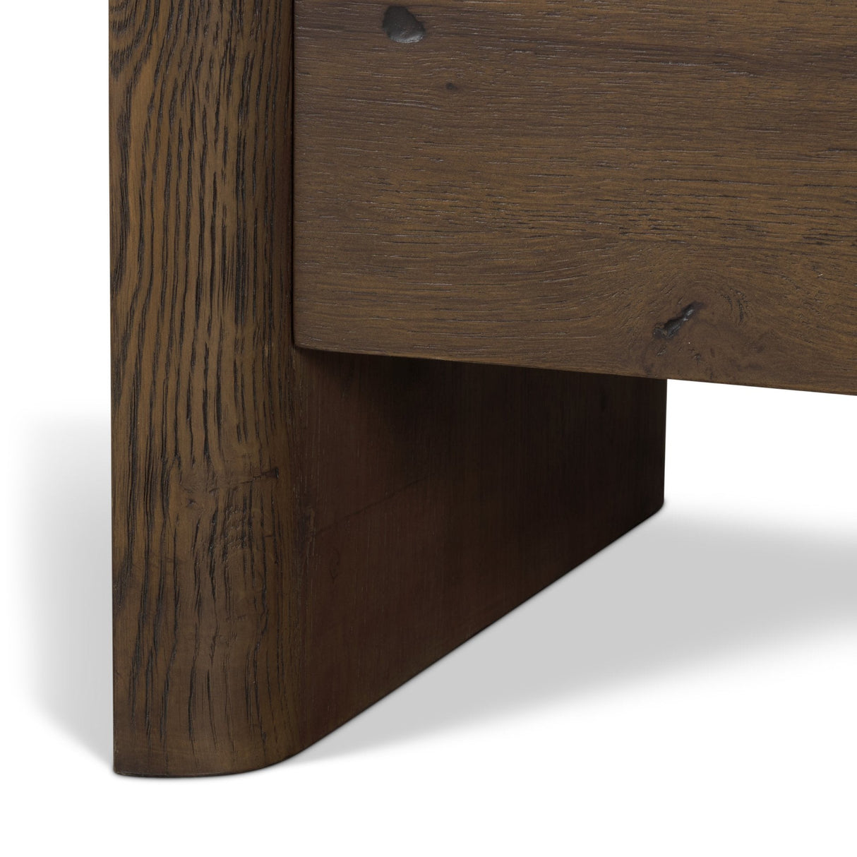 Belford 3-Drawer Dark Brown Oak Wood Closed Nightstand by Mercana at Eve Furniture