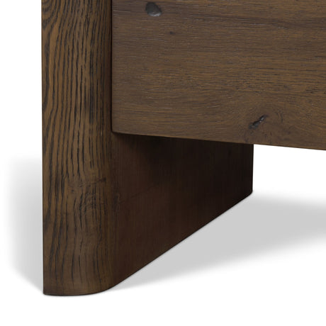 Belford 3-Drawer Dark Brown Oak Wood Closed Nightstand by Mercana at Eve Furniture