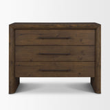 Belford 3-Drawer Dark Brown Oak Wood Closed Nightstand by Mercana at Eve Furniture