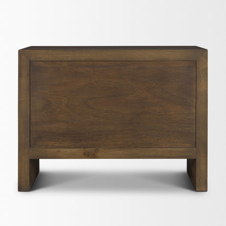 Belford 3-Drawer Dark Brown Oak Wood Closed Nightstand by Mercana at Eve Furniture