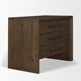 Belford 3-Drawer Dark Brown Oak Wood Closed Nightstand by Mercana at Eve Furniture