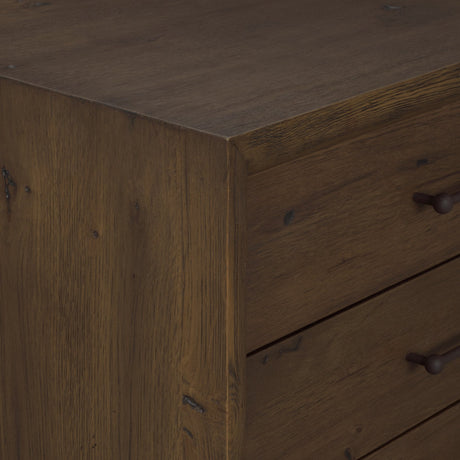 Belford 3-Drawer Dark Brown Oak Wood Closed Nightstand by Mercana at Eve Furniture