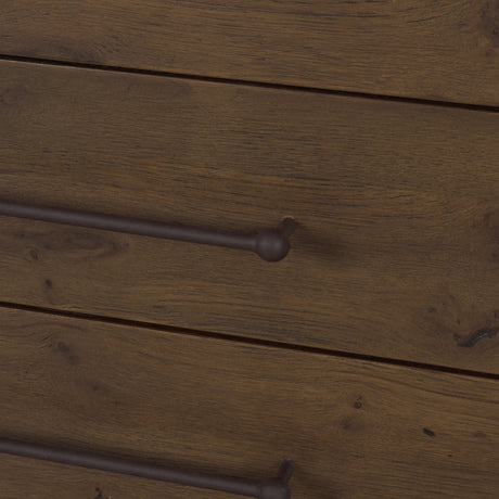 Belford 3-Drawer Dark Brown Oak Wood Closed Nightstand by Mercana at Eve Furniture