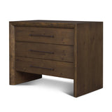 Belford 3-Drawer Dark Brown Oak Wood Closed Nightstand by Mercana at Eve Furniture