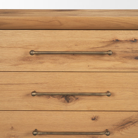 Belford 3-Drawer Light Brown Oak Wood Closed Nightstand by Mercana at Eve Furniture