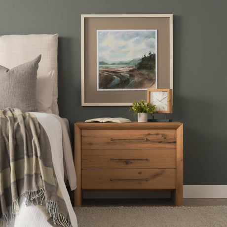 Belford 3-Drawer Light Brown Oak Wood Closed Nightstand by Mercana at Eve Furniture