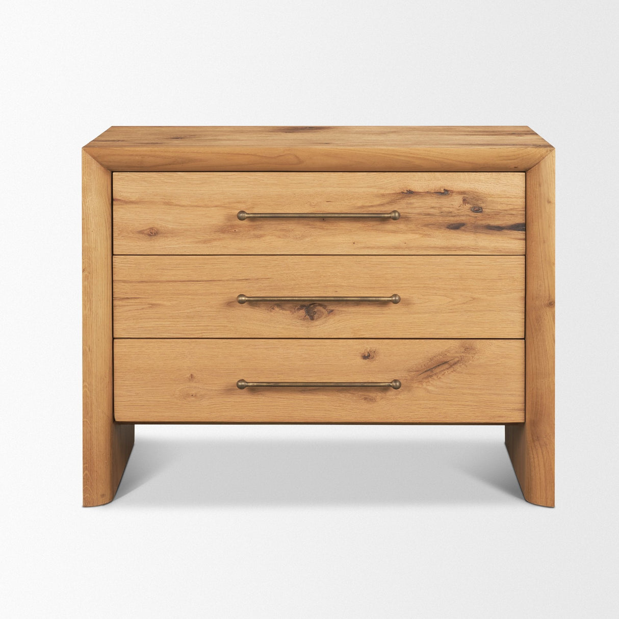 Belford 3-Drawer Light Brown Oak Wood Closed Nightstand by Mercana at Eve Furniture