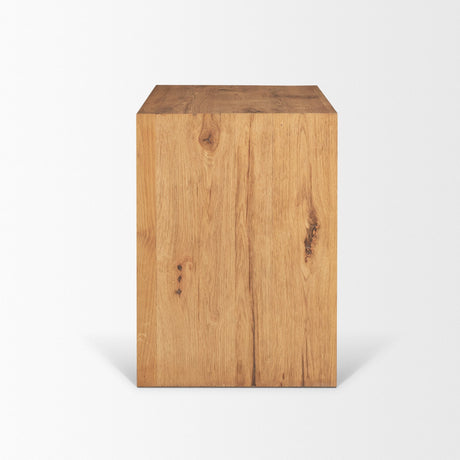 Belford 3-Drawer Light Brown Oak Wood Closed Nightstand by Mercana at Eve Furniture