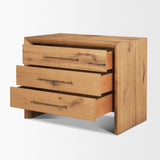 Belford 3-Drawer Light Brown Oak Wood Closed Nightstand by Mercana at Eve Furniture