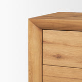 Belford 3-Drawer Light Brown Oak Wood Closed Nightstand by Mercana at Eve Furniture