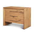 Belford 3-Drawer Light Brown Oak Wood Closed Nightstand by Mercana at Eve Furniture