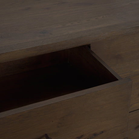Belford 6-Drawer Dark Brown Oak Wood Dresser by Mercana at Eve Furniture