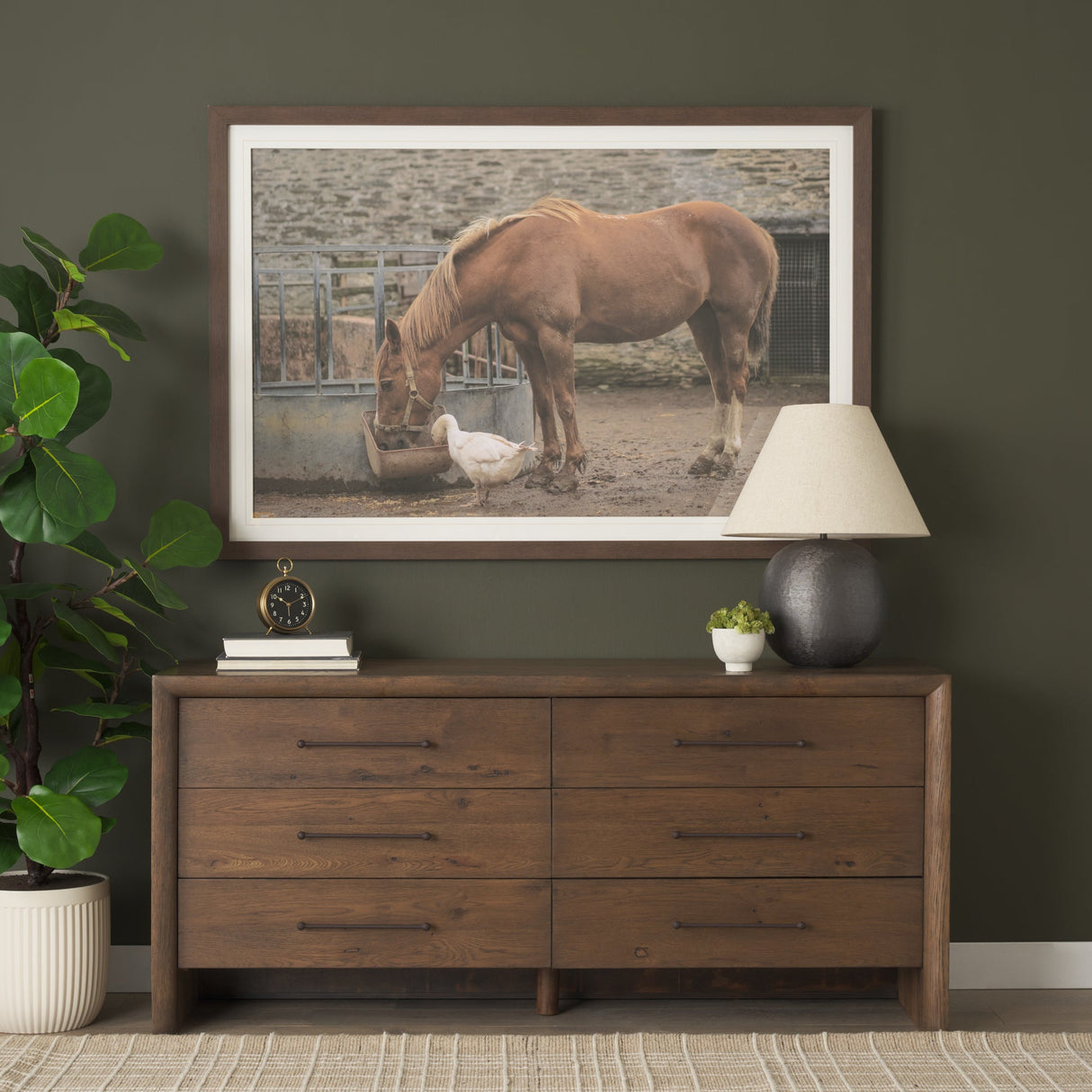 Belford 6-Drawer Dark Brown Oak Wood Dresser by Mercana at Eve Furniture