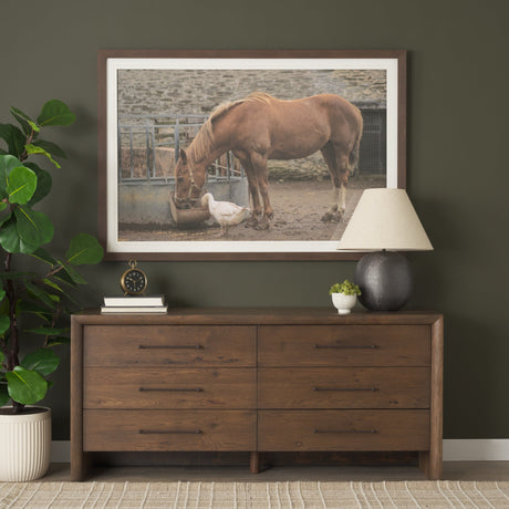 Belford 6-Drawer Dark Brown Oak Wood Dresser by Mercana at Eve Furniture