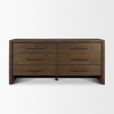 Belford 6-Drawer Dark Brown Oak Wood Dresser by Mercana at Eve Furniture