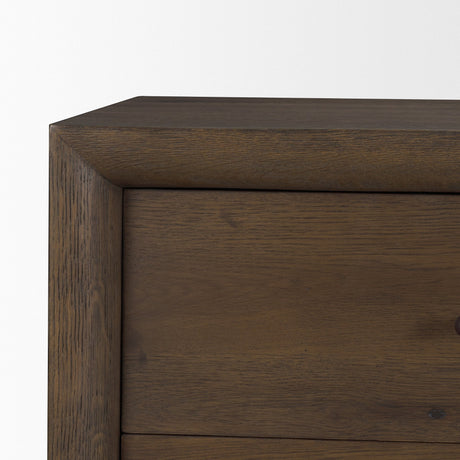 Belford 6-Drawer Dark Brown Oak Wood Dresser by Mercana at Eve Furniture