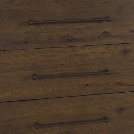 Belford 6-Drawer Dark Brown Oak Wood Dresser by Mercana at Eve Furniture