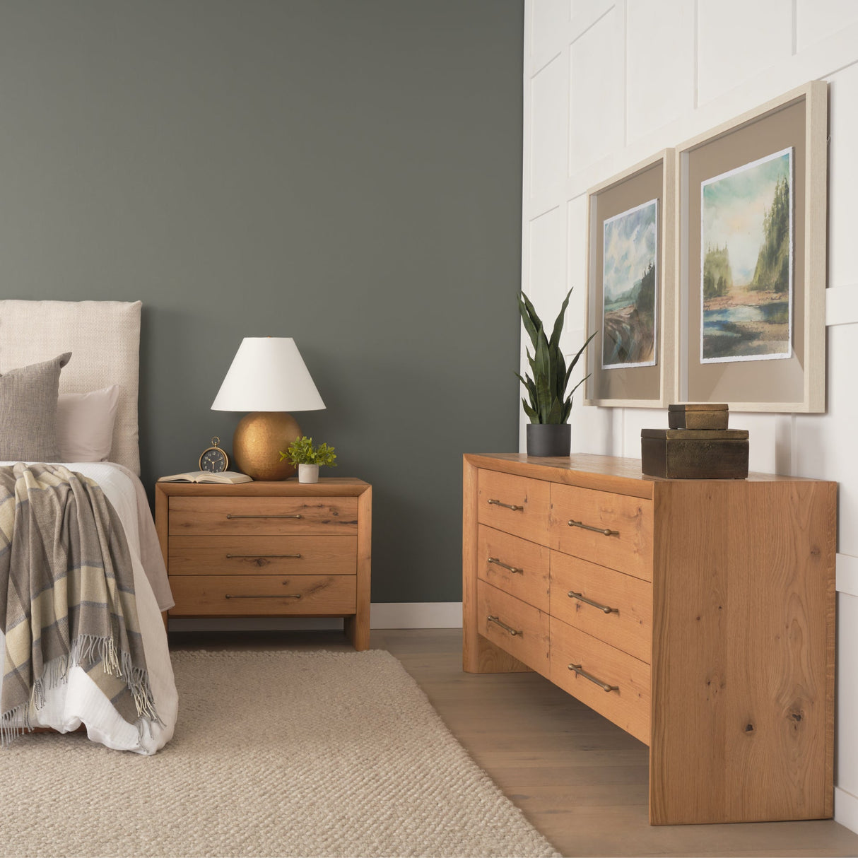 Belford 6-Drawer Light Brown Oak Wood Dresser by Mercana at Eve Furniture
