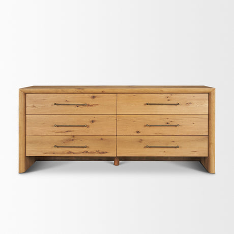 Belford 6-Drawer Light Brown Oak Wood Dresser by Mercana at Eve Furniture