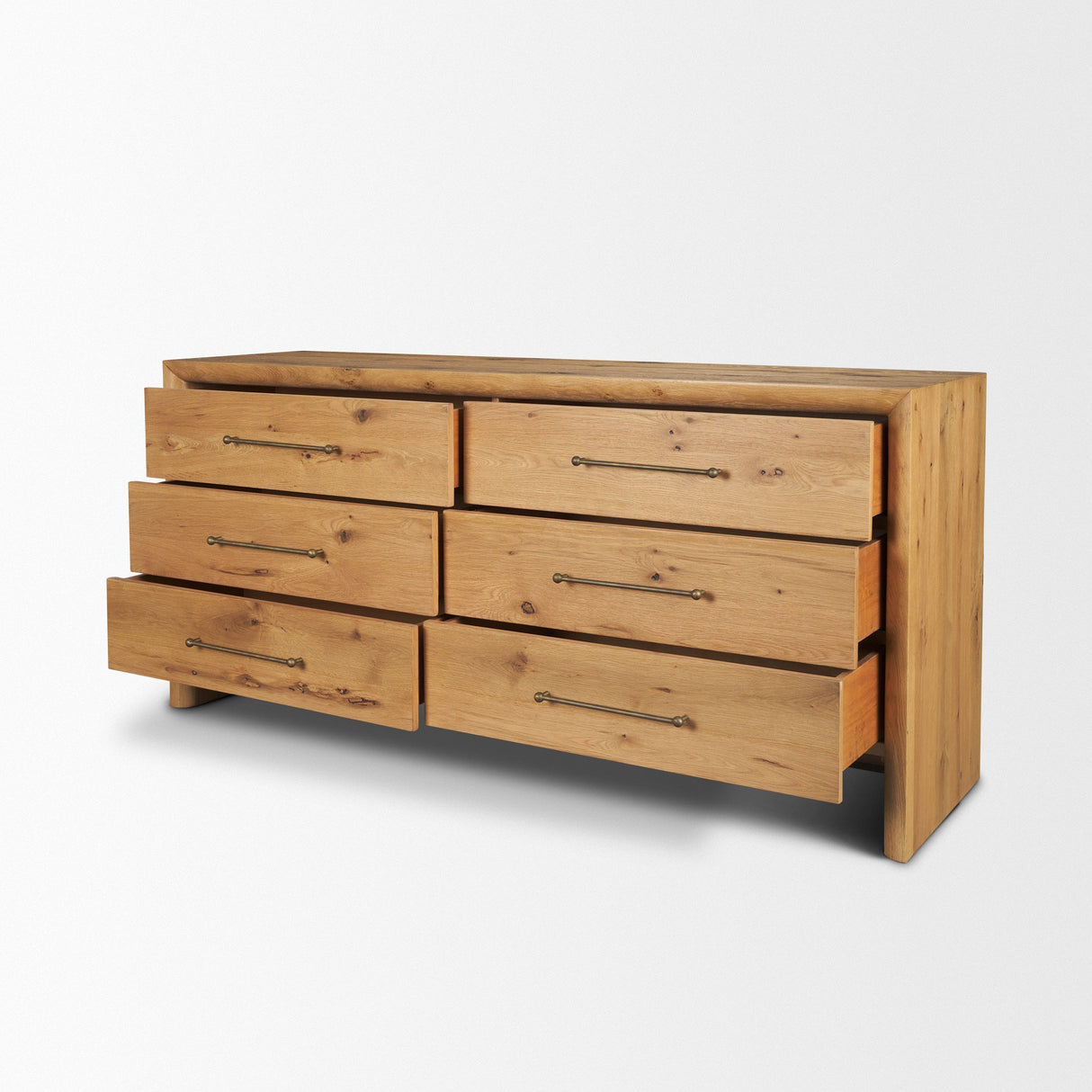 Belford 6-Drawer Light Brown Oak Wood Dresser by Mercana at Eve Furniture