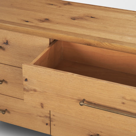 Belford 6-Drawer Light Brown Oak Wood Dresser by Mercana at Eve Furniture