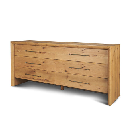 Belford 6-Drawer Light Brown Oak Wood Dresser by Mercana at Eve Furniture