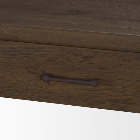 Belford Dark Brown Oak Wood Console Table by Mercana at Eve Furniture