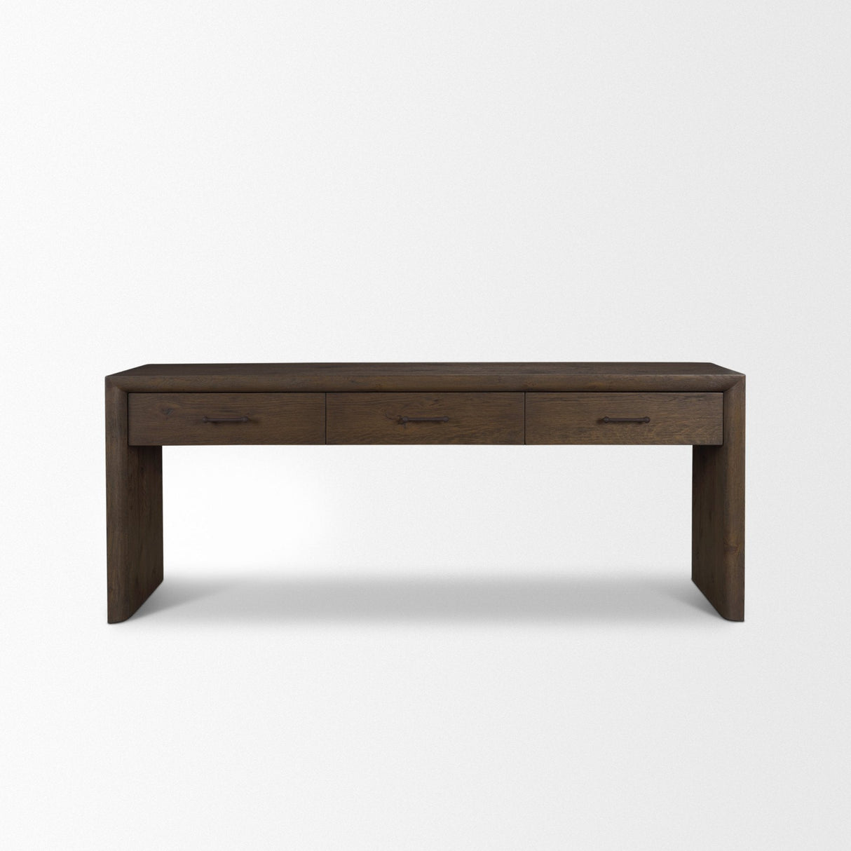 Belford Dark Brown Oak Wood Console Table by Mercana at Eve Furniture