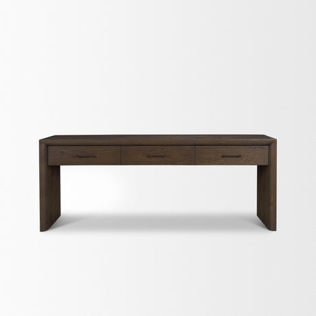 Belford Dark Brown Oak Wood Console Table by Mercana at Eve Furniture